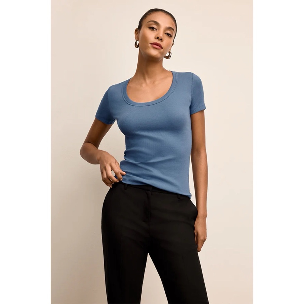 M.M. LaFleur The Avi Scoopneck T - Shirt - Organic Ribbed Pima Cotton